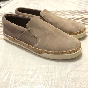 Vince Womens Size 8 Johan Suede Jute Wrapped Loafer Sneakers Shoes Comfort Taupe